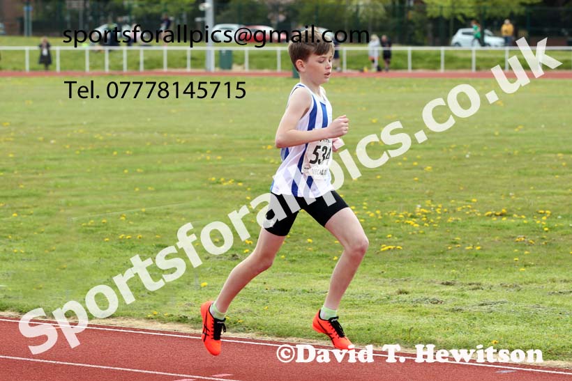 1500 metres, 2021 NECAA Middlesbrough Open Meting, Sunday, May 9th. Photo: David T. Hewitson/Sports for All Pics